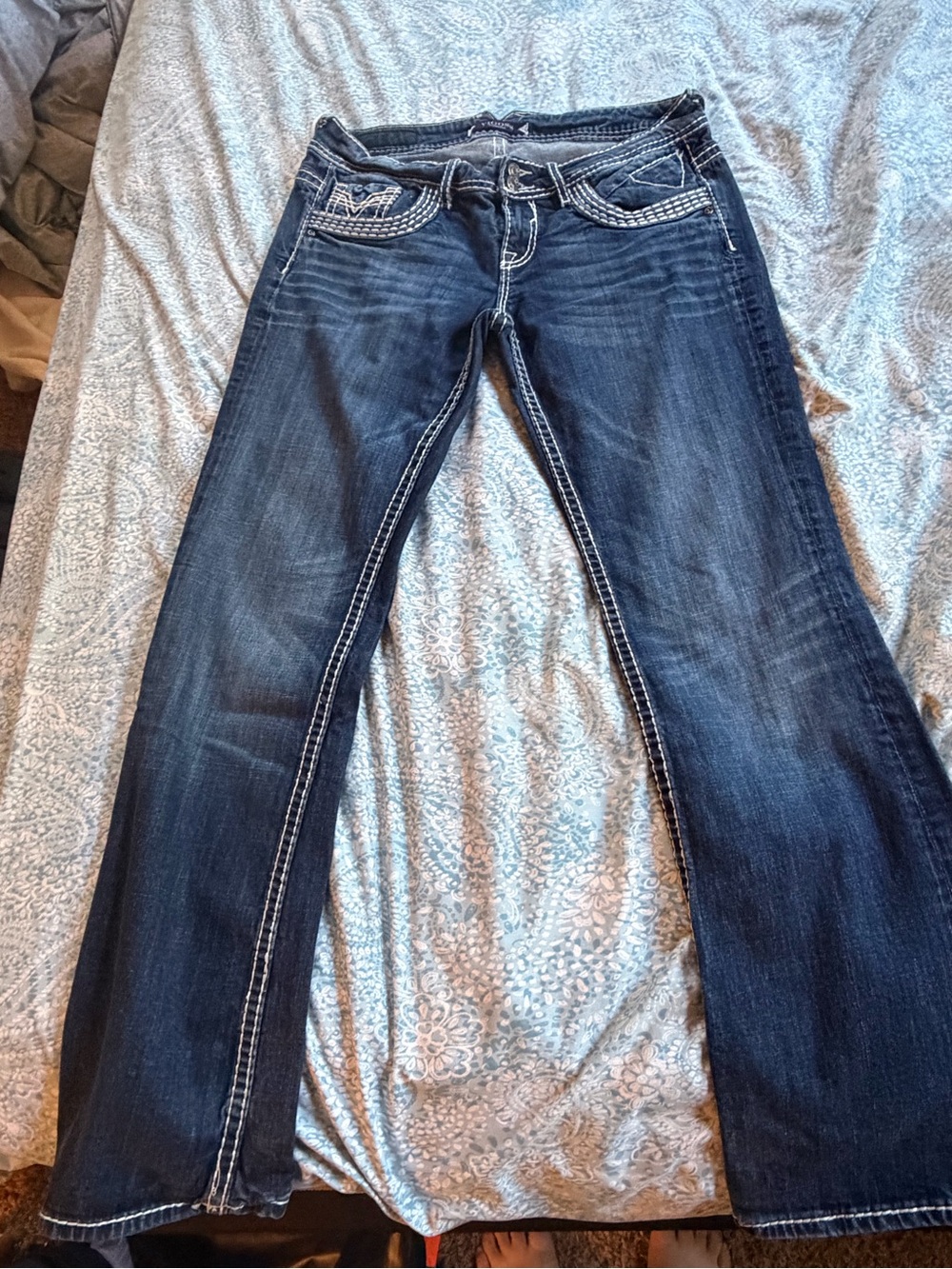 Vigoss Dark Blue Bootcut Jeans with Contrast Stitching